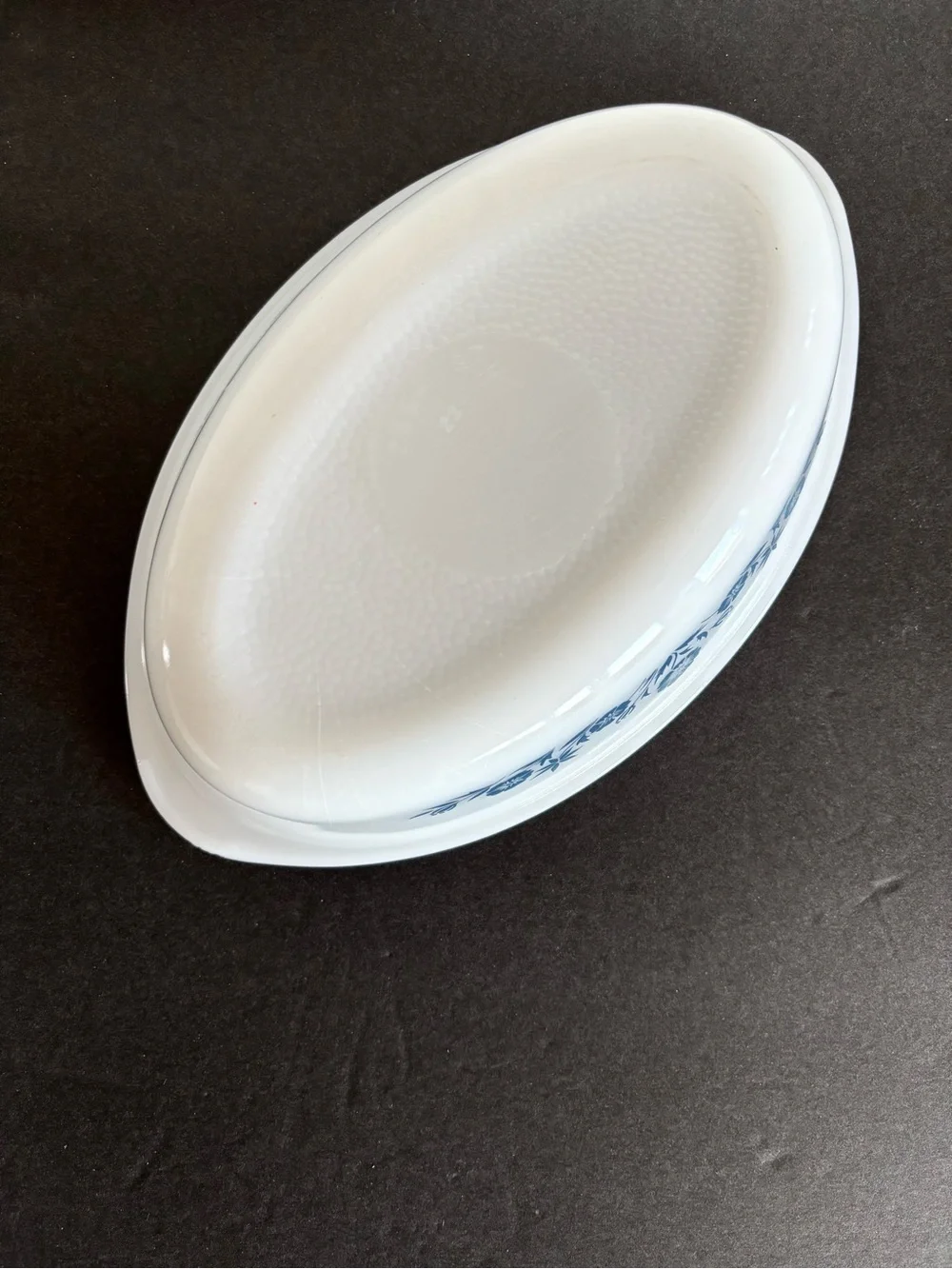 Vintage Glassbake Milk Glass Maid of Honor Blue Floral Bowl and Casserole Dish